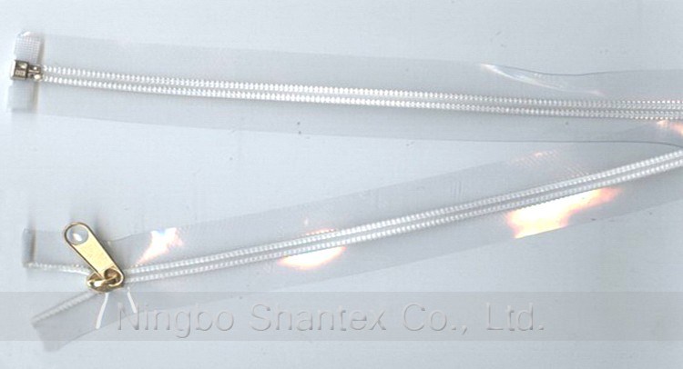 Transparent PVC Long Chain Zipper with Metal Teeth Closed End