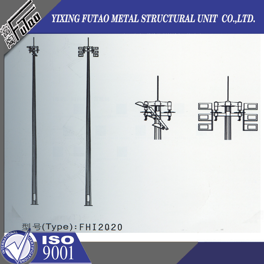 30m Steel High Mast Poles with Lifting System