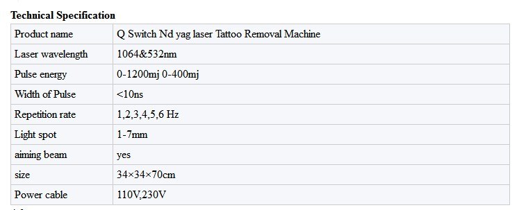 Q Switched ND YAG Laser Tattoo Removal Beauty Machine