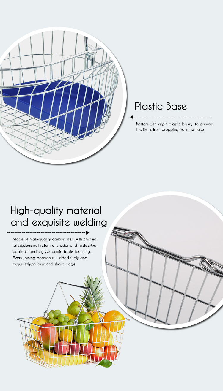 Wire Mesh Oval Shopping Basket for Retail Stores