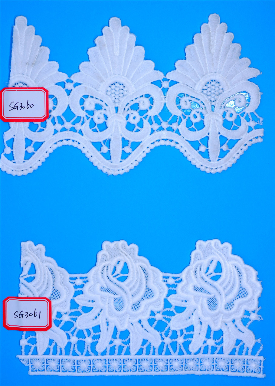 Fashion Water Soluble Embroidered Chemical Lace Trim for Dress