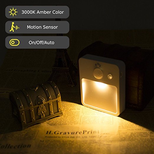 0.5W Motion Sensor Cabinet Lights USB Rechargeable LED Night Lights for Hallway, Closet, Bedroom