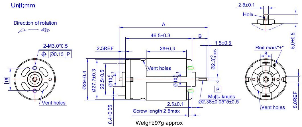 40V Electric Motor RS-390sav DC Motor for Hair Dryer