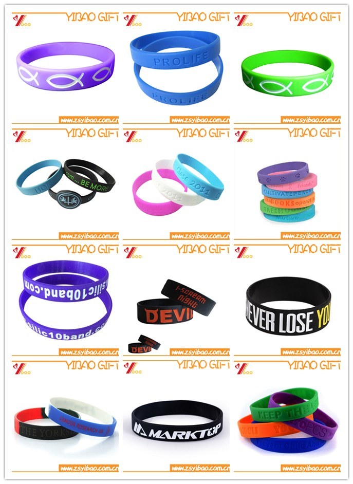 Customized Colorful Silicone Wristband, Rubber Band, Silicon Bracelet with Logo