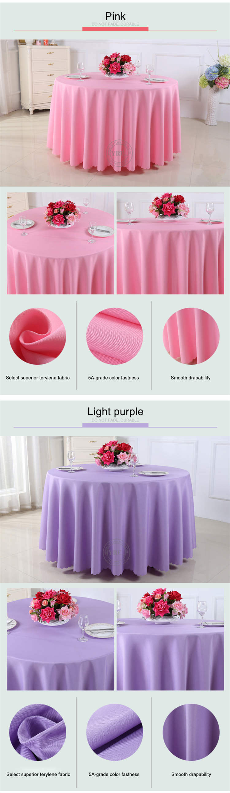 Factory Wholesale Hotel Polyester Damask Round Wedding Table Cloth