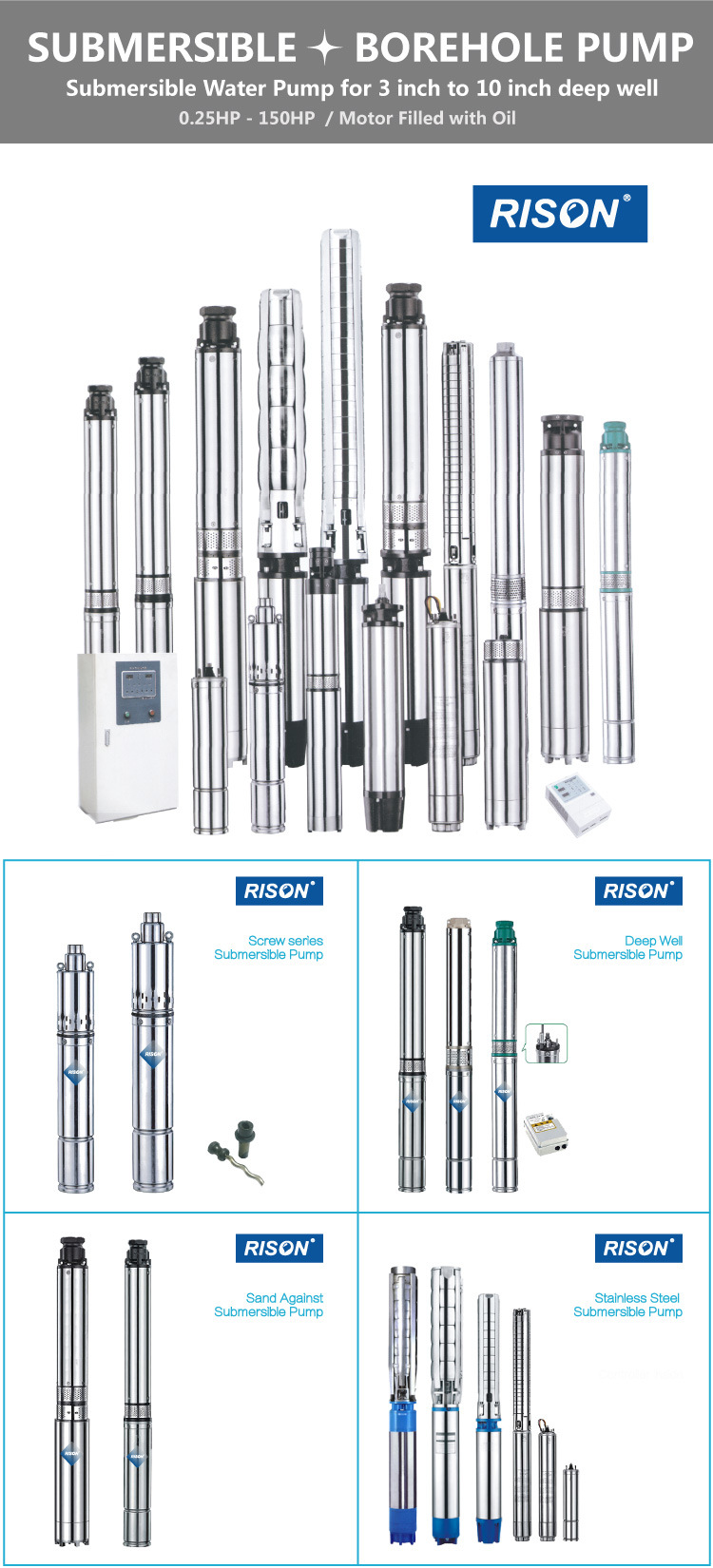 Best Price Electric Submersible Water Pump for 3 to 10 Inch Deep Well/Borehole, Irrigation