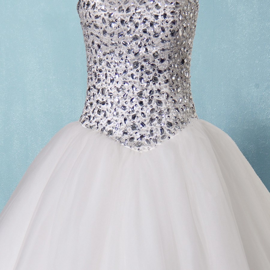 Luxury Crystal Ball Gown White Wedding Bridal Dresses