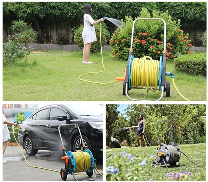 Garden Tool Trolley Set Plastic Hose Reel Cart