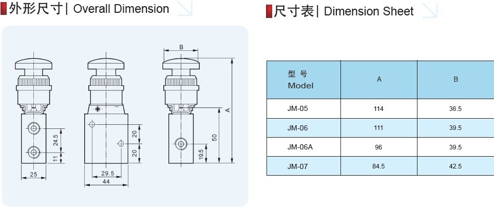 Jm 2 Position 3 Way Pneumatic Mechanical Valve
