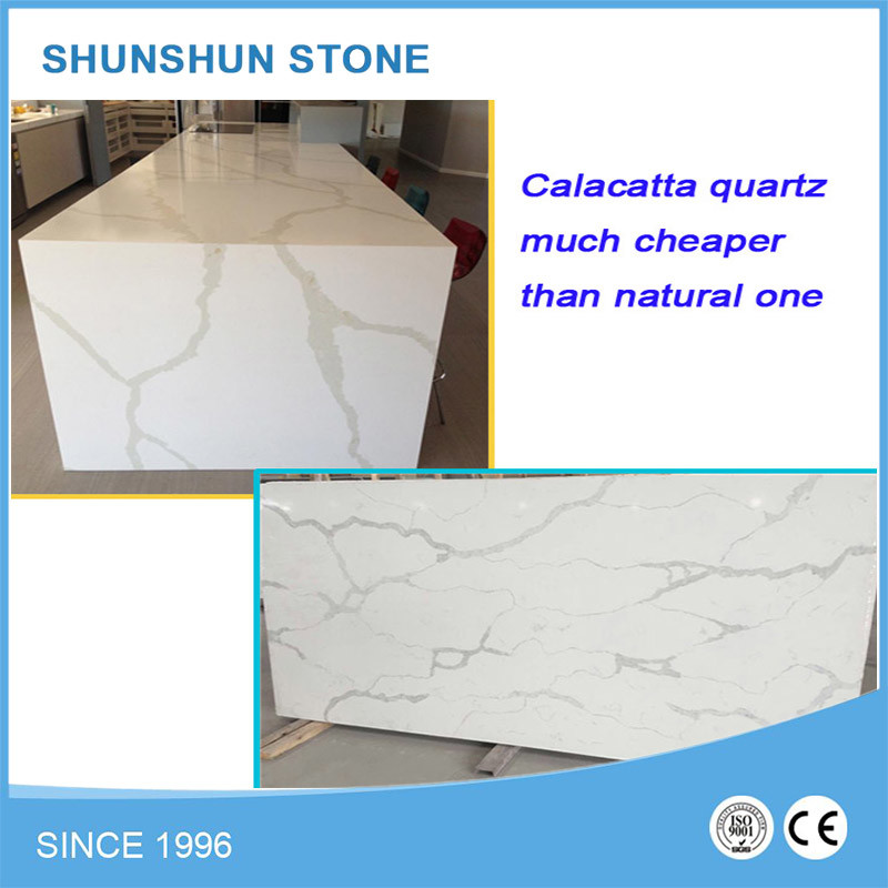 Calacatta White Marble Quartz Kitchen Countertop for Hotel