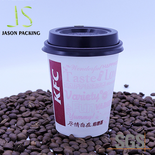 8oz 10oz 12oz 16oz Single Double Wall Hot Coffee Drinks Paper Cups with Plastic Lid