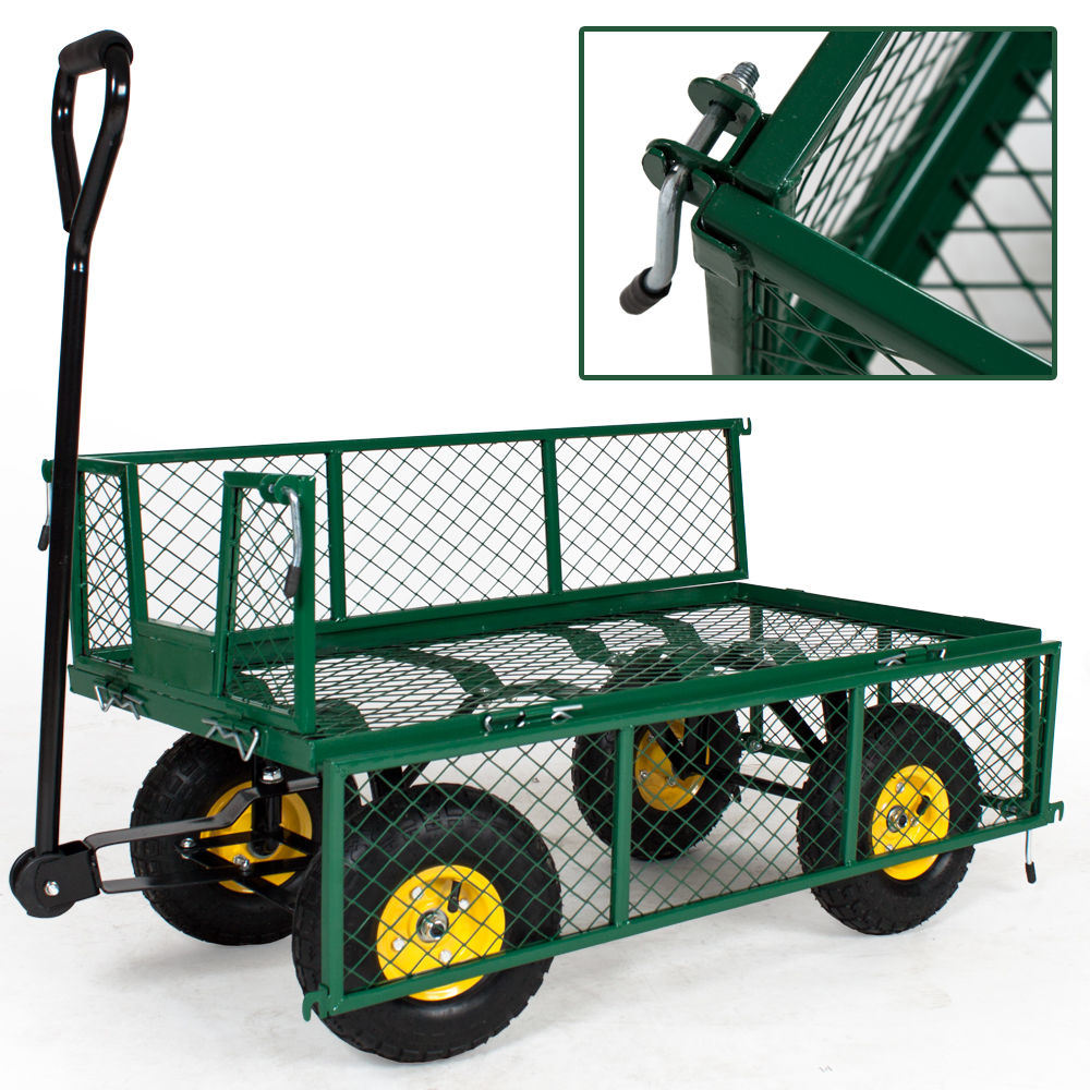 4 Wheel Steel Metal Wire Mesh Garden Wheelbarrow