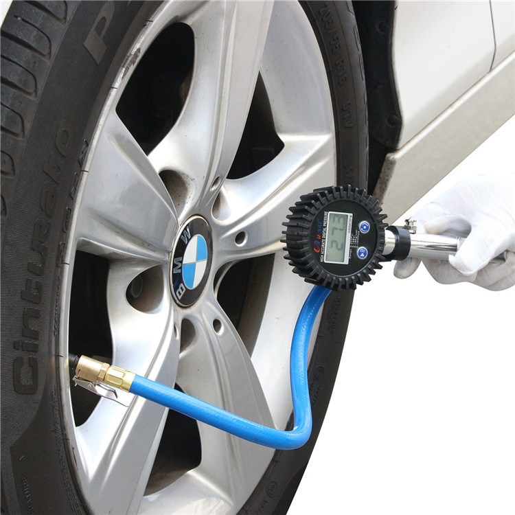 Digital Tire Pressure Gauge Heavy Duty Tyre Inflator Gauge with Rubber Air Hose, 255 Psi