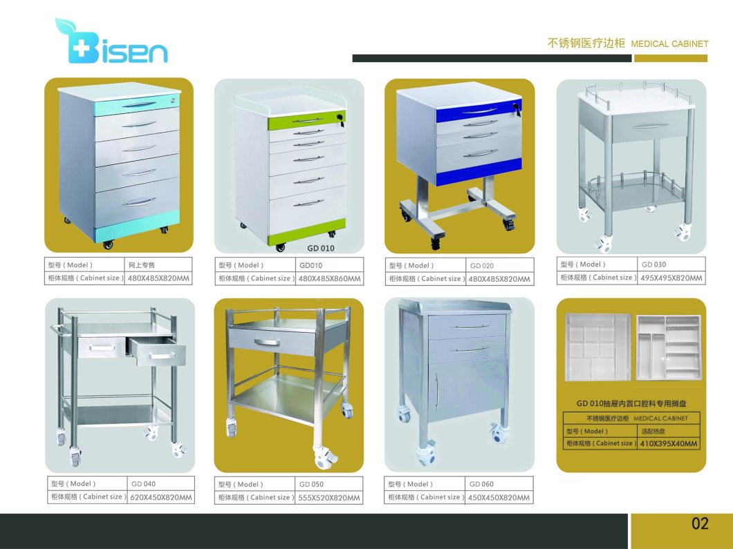 BS-Gd09 High Quality Hospital Furniture Medical Mobile Dental Instruments Cabinet