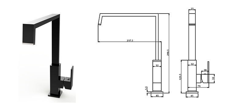 High Quality Modern Design Brass Faucet Matt Black Faucet Kitchen Faucet