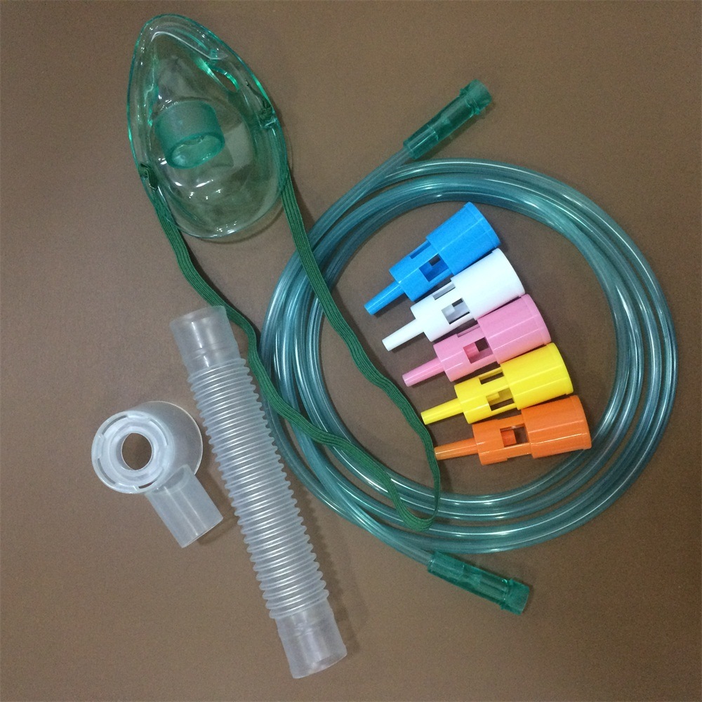 PVC Disposable Adjustable Venturi Oxygen Mask with 5 Diluters