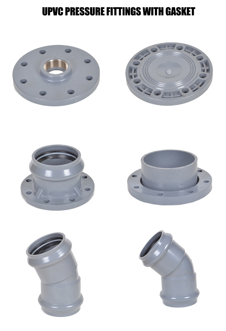 UPVC PVC Plastic Pipe Fitting Blind Flange Adapter with Rubber Ring