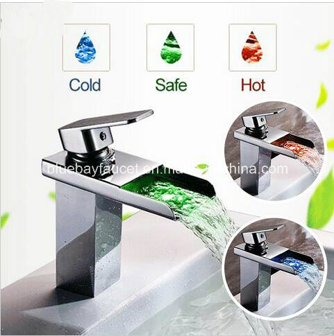 Deck Mounted Waterfall LED Basin Faucet for Bathroom