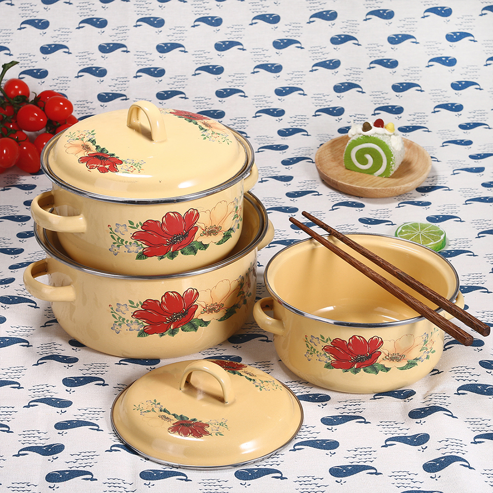 Enamel Kitchenware Set Cover 5PCS ,Enamel Casserole Cookware (673D)