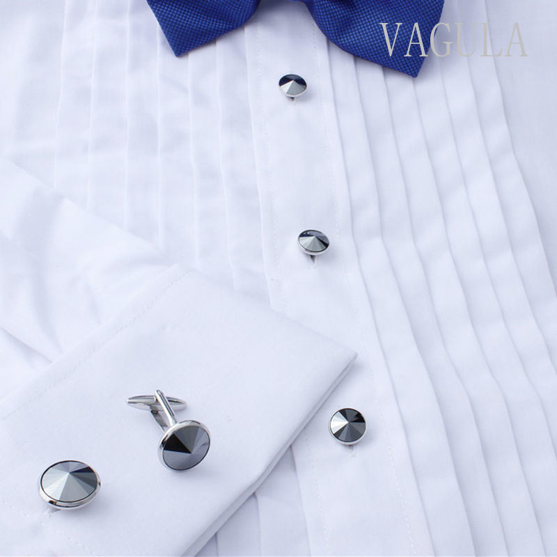 VAGULA 8PCS Men Jewelry Crystal Tuxedo Studs Set Cufflinks