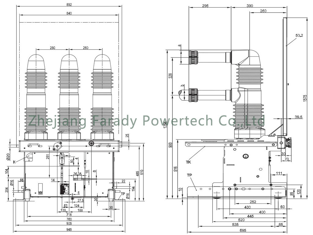 Vb85 38kv/1250A-16ka Indoor Frontal Withdraw IEC62271 Embeded Pole Vacuum Circuit Breaker (VCB)