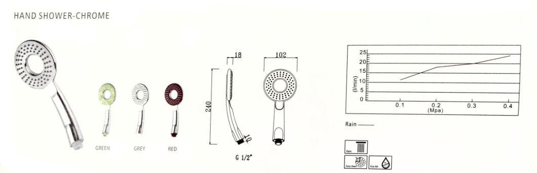 Chrome Plated ABS Rainfall Hand Shower Head