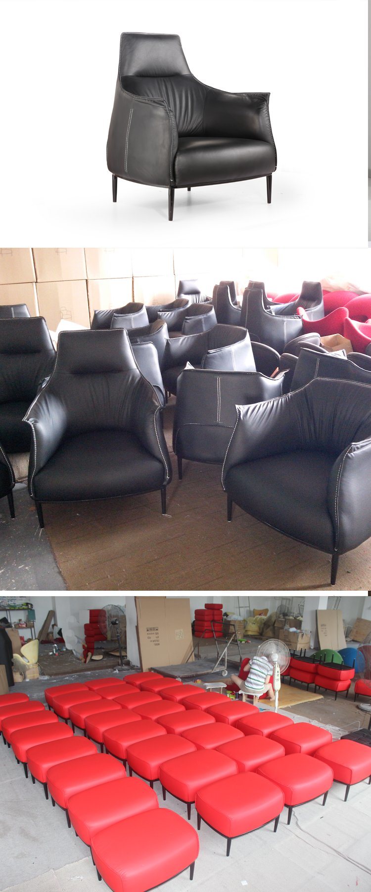 Comfortable Single Black Leather Sofa Chair