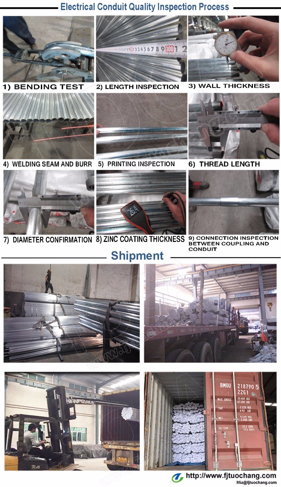 UL 797 Standard Galvanized EMT Steel Electrical Conduit