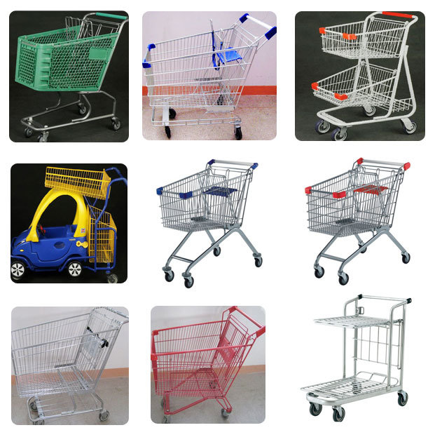 4 Wheels Steel Chrome Galvanized Supermarket Shopping Trolley