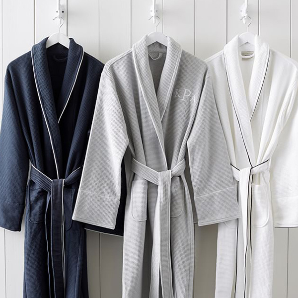 Shawl Collar Waffle Robe Inner Cotton Terry Hotel Bathrobe