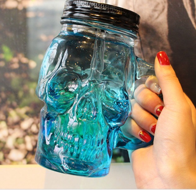 Drinking Mug/ Skull Glass Bottle/ Skull Glass Container