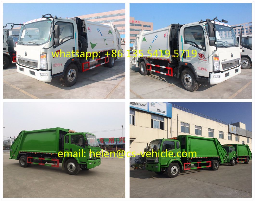 HOWO 4X2 266HP 8 Ton Garbage Truck 12m3 Compactor Garbage Truck