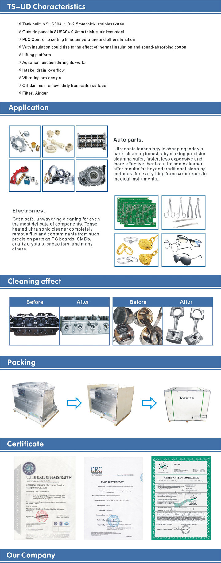 Tense Standard Industrial Ultrasonic Cleaner for Carburetor/Fuel Injection Nozzle