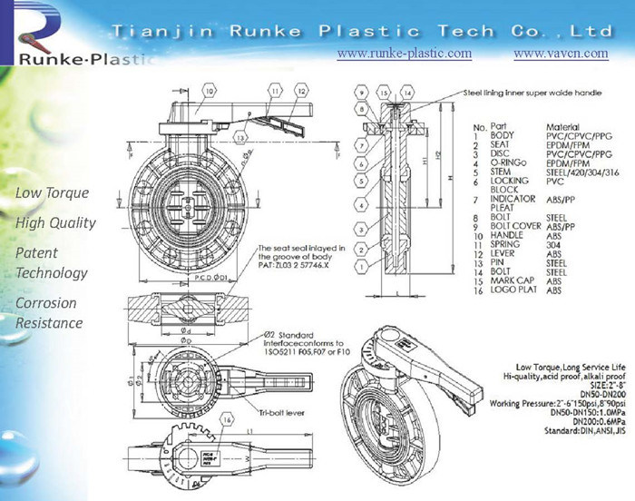 High Quality PPR Butterfly Valve DIN ANSI JIS Standard