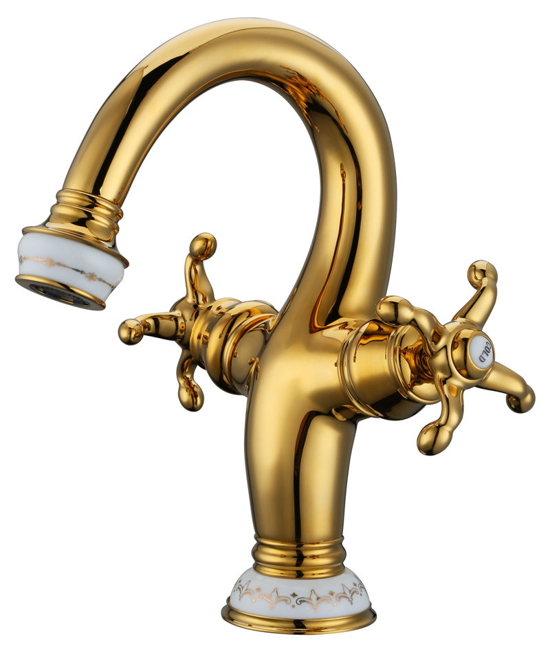 Luxury Double Handle Brass Bathroom Zf-803 Basin Mixer Faucet