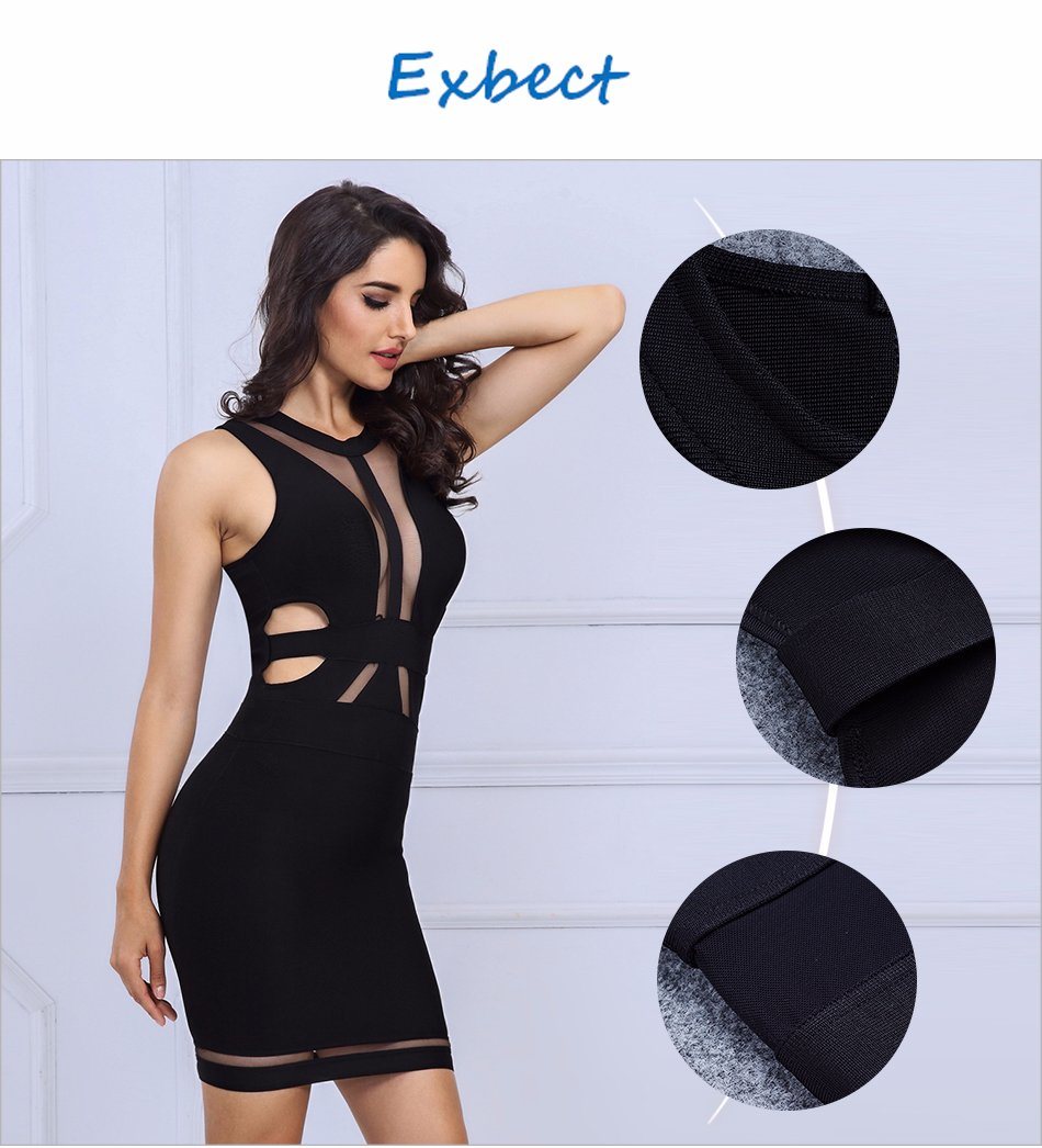 Black High Waist Dress Bandage Women Dress