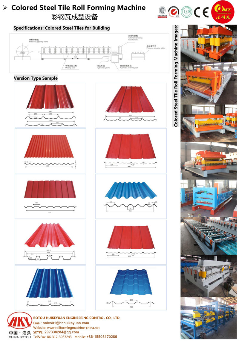 Roof Tile Sheet, Colored Steel Wall Panel Roll Forming Machine