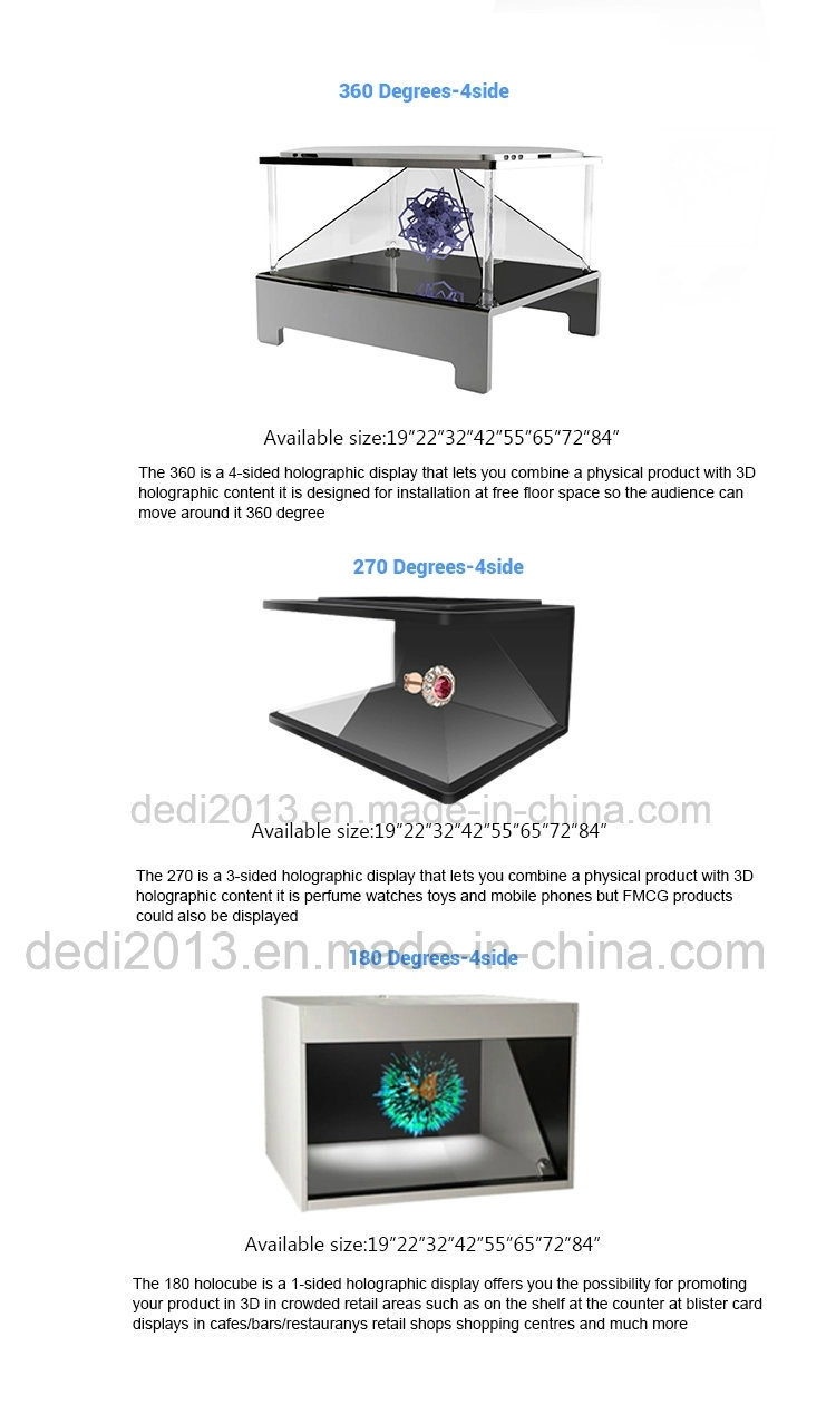 Dedi 3D Holo Box/Pyramid Hologram Display Showcase with Competitive Prices