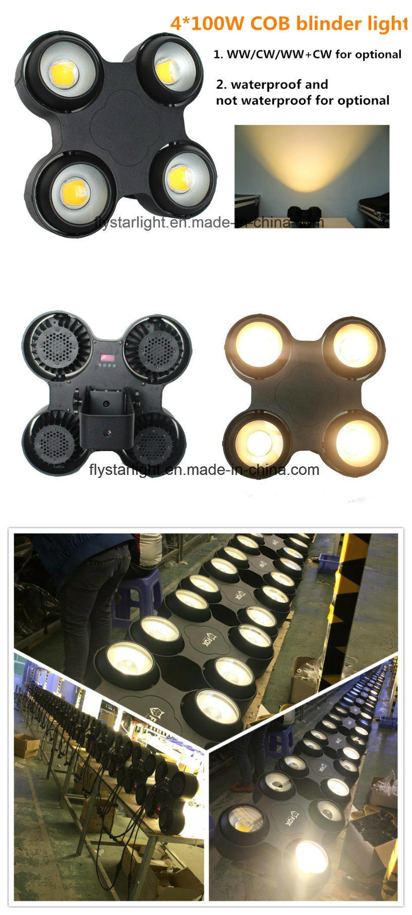 4eyes 400W COB Waterproof LED Blinder Audience Light for Stage