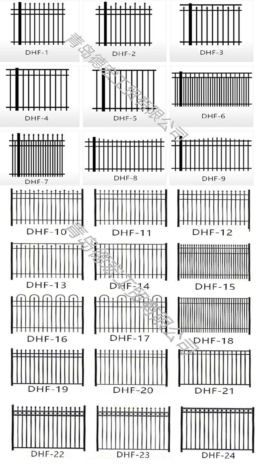 Factory Direct Sale Welded Galvanized Wrought Iron Fence/Fencing/Steel Fences with Powder Coated