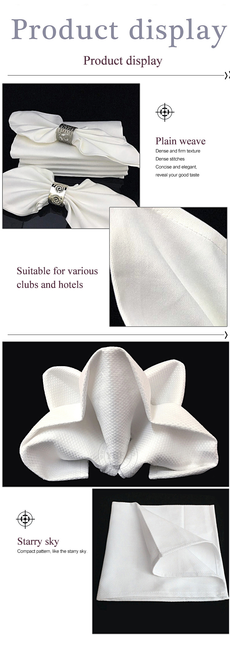 Wholesale White Wedding Party Plain Cotton Napkin