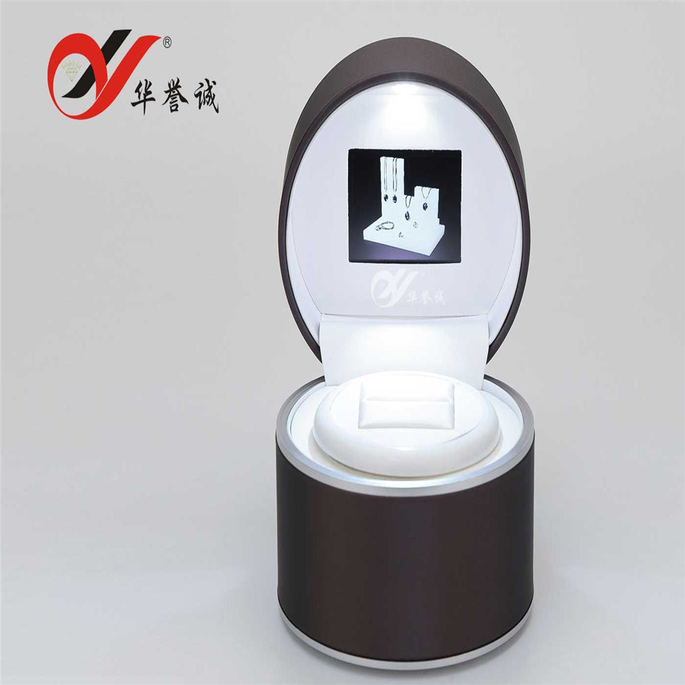 PU Leather+LED Light+Video+Music Jewelry Ring Box