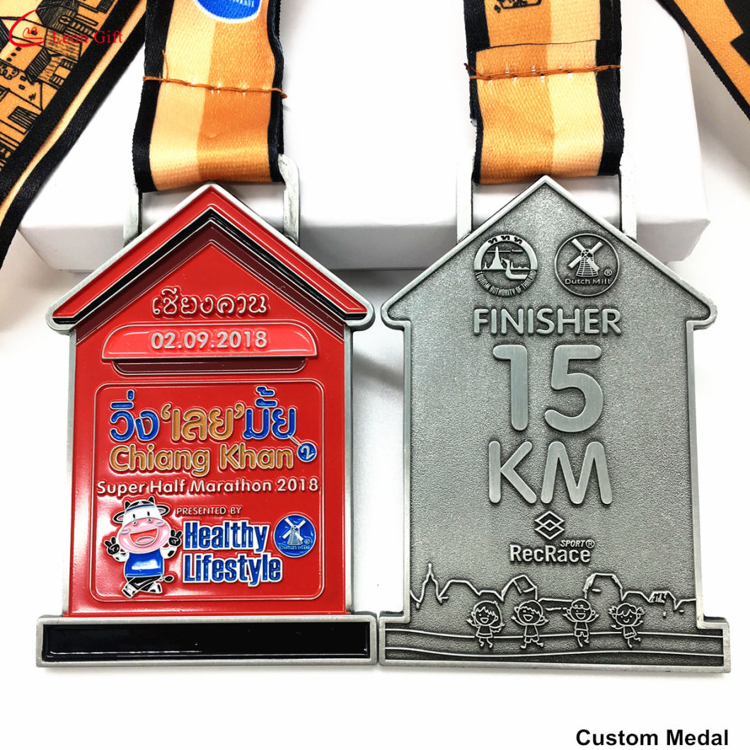 China Factory Customized15K Metel Running House Shape Marathon Medals