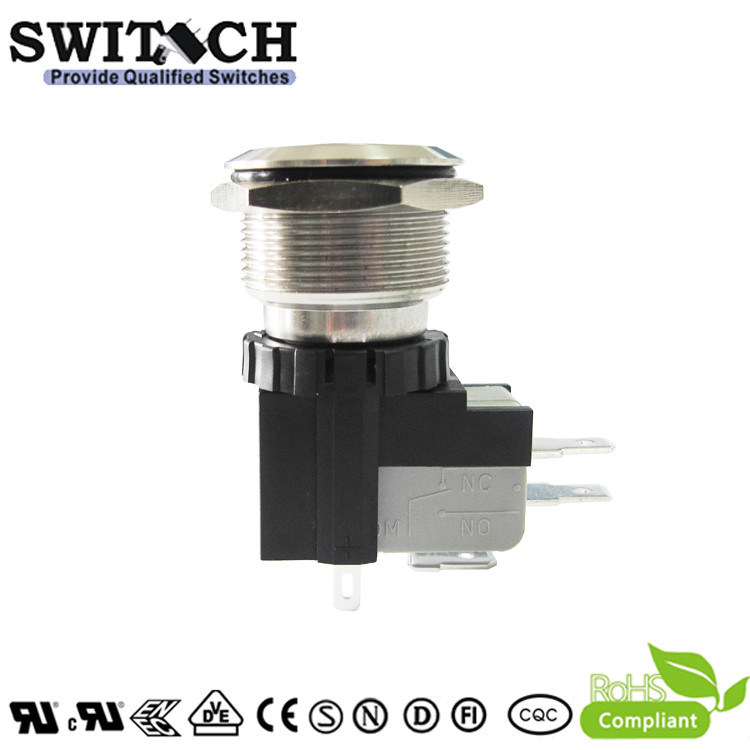 25A IP67 Waterproof Illuminated Metal Push Button Switch with 250 Quick Connector or Wired (MW28)