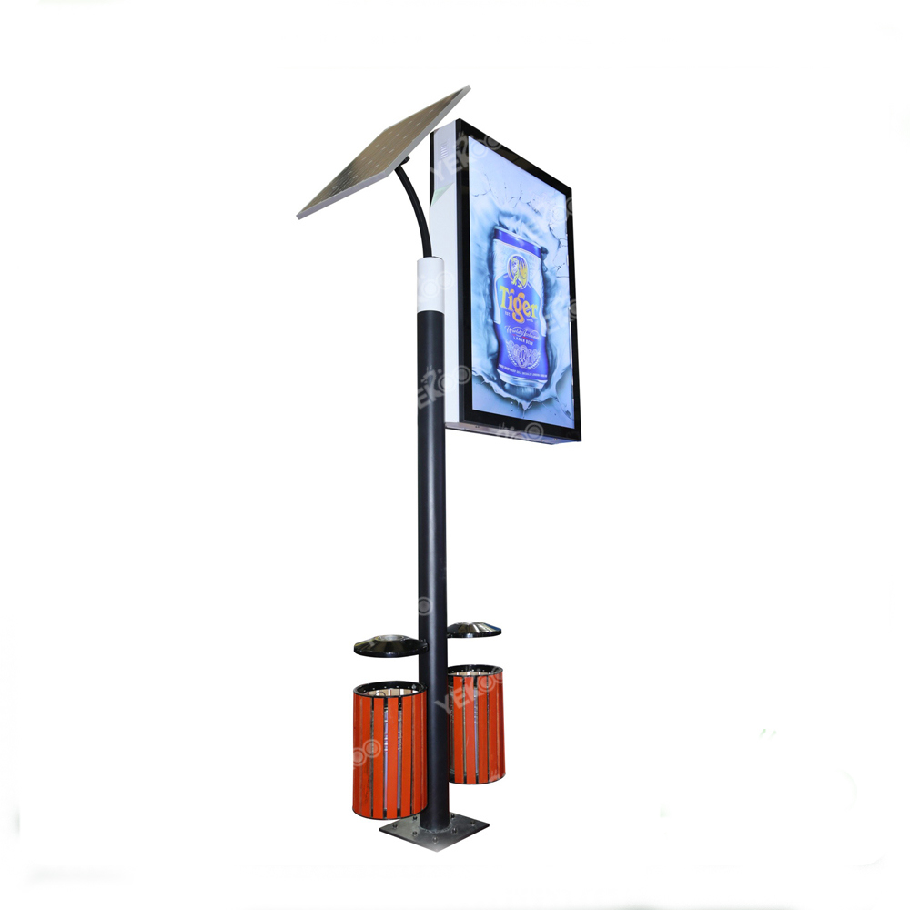 Floor Standing Street Solar Power Advertising Lamppole Light Box