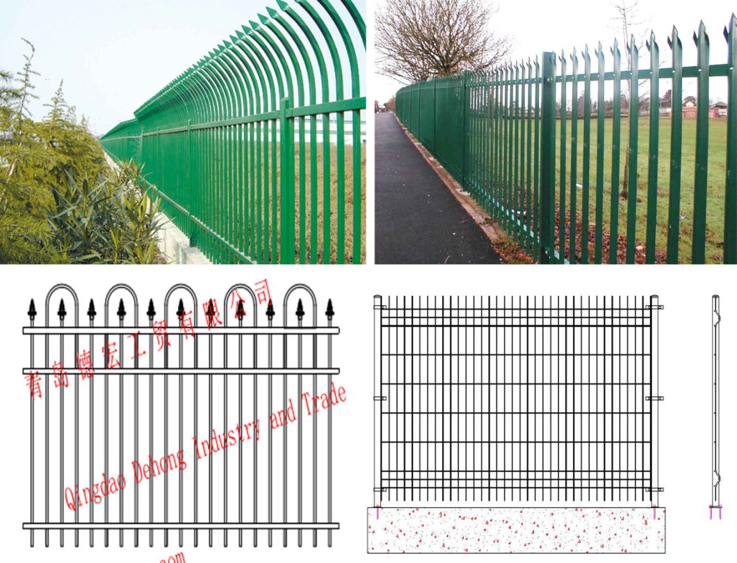 2400*1800mm Ornamental Commercial Aluminum Fence with Three Railings