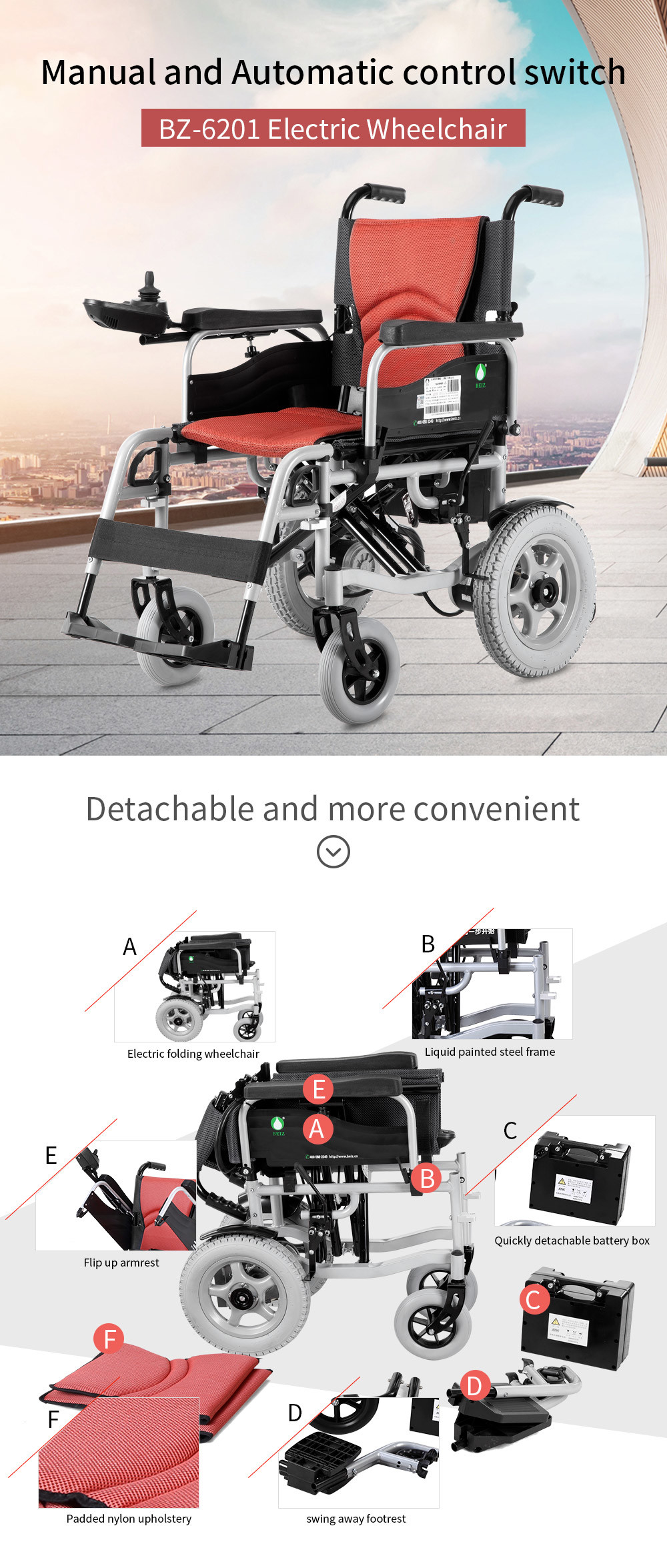8 Inch Light Portable Electric Power Wheelchair