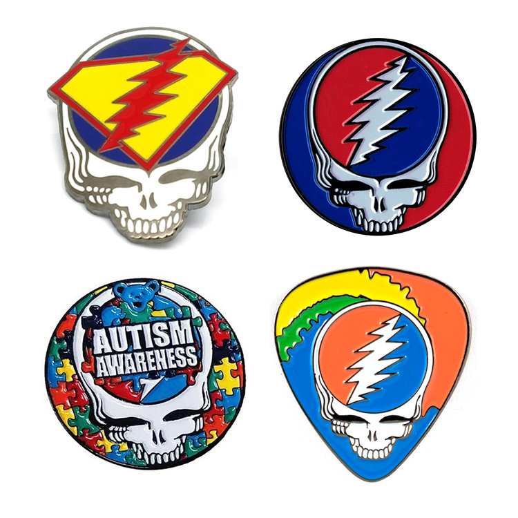 Metal Crafts Wholesale Grateful Dead Hat Pins Gold Plated Custom Soft Hard Enamel Lapel Pin