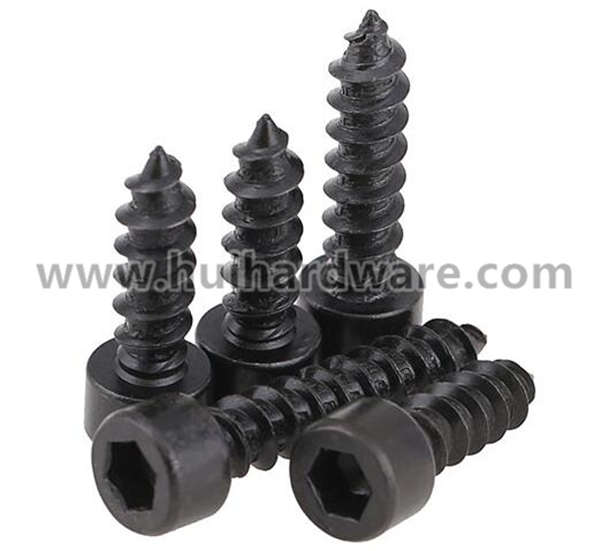 Black Oxide Carbon Steel Hex Socket Head Self Tapping Wood Screw