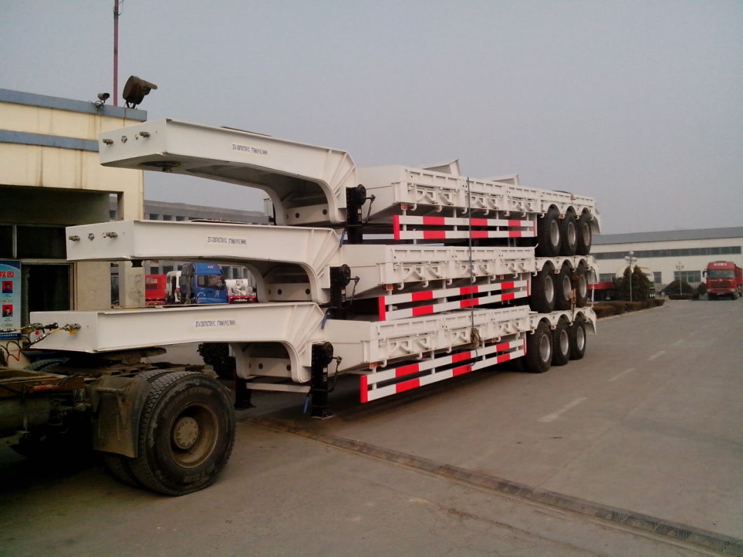 2/3/4 Axle 60t Lowbed Truck Semi Trailer for Excavator Heavy Duty Machinery Transport